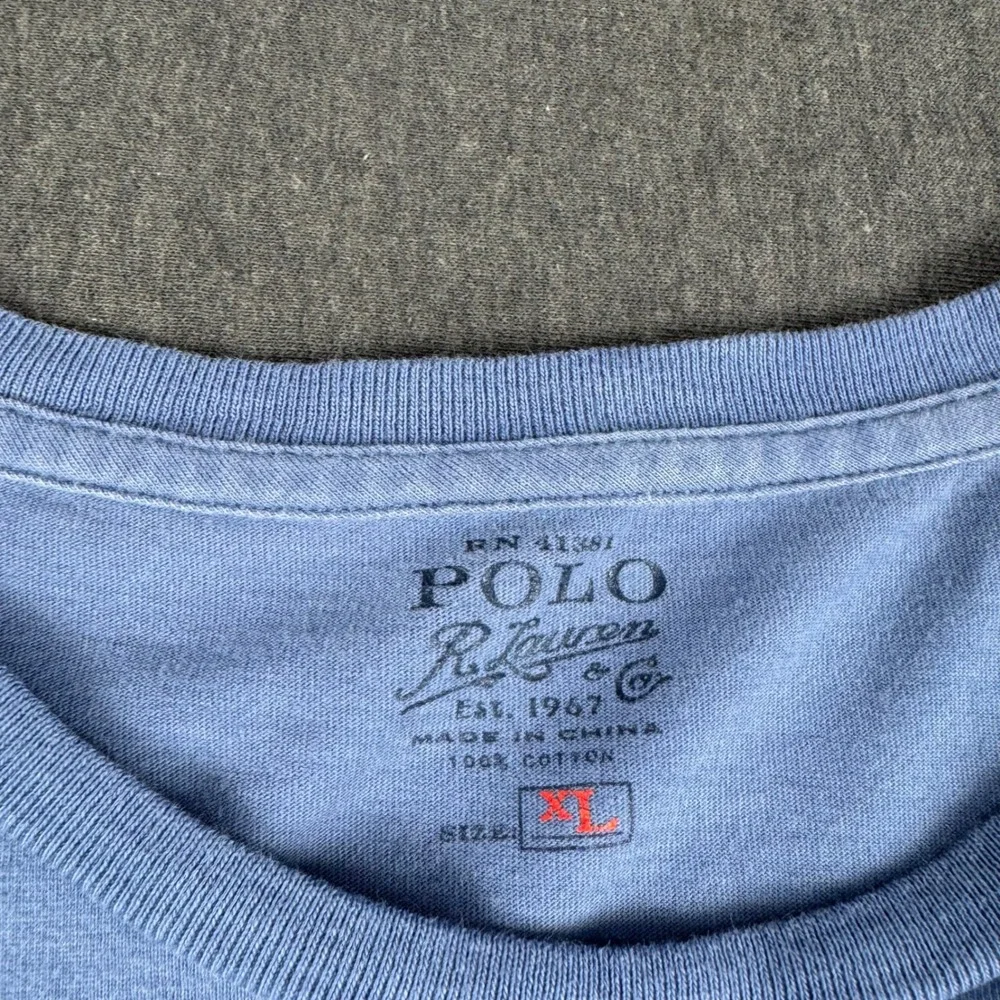 Polo Ralph Lauren Mens XL Long Sleeve Pocket T-Shirt Blue Cotton Pony Logo